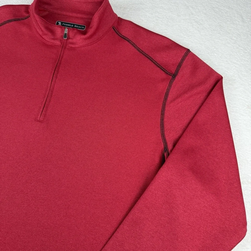 Pebble Beach Golf Red Men's Large 1/4 Zip Performance Pullover Long Sleeve - Picture 5 of 13